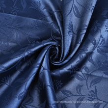 Cheap price plain dyed blue 100% polyester satin jacquard curtain fabric for wholesale